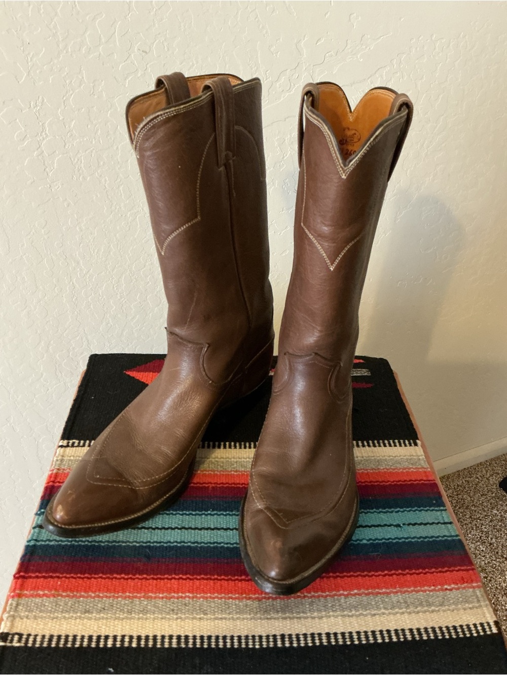 Vintage Justin Boots Brown Leather Western Cowboy Boots